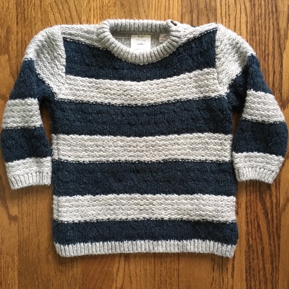Zara Baby Pink Grey Stripe Sweater with Zipper Top Clothes Brand New 12-18